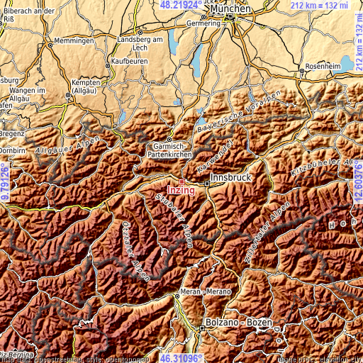 Topographic map of Inzing