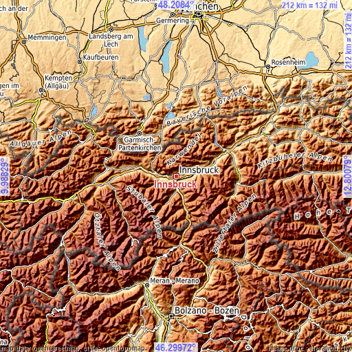 Topographic map of Innsbruck