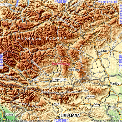 Topographic map of Hüttenberg