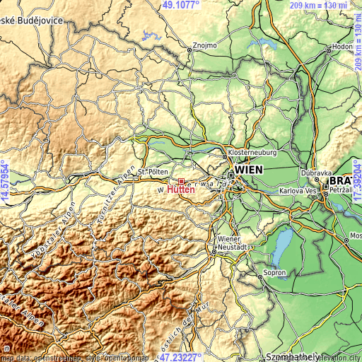 Topographic map of Hutten