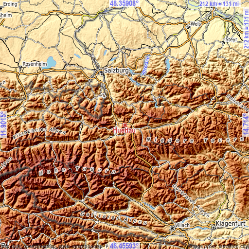 Topographic map of Hüttau