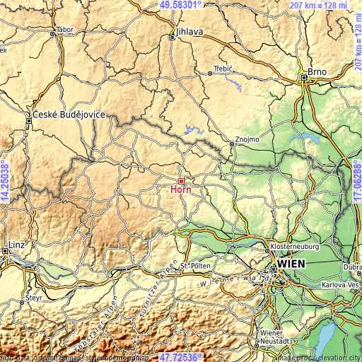 Topographic map of Horn