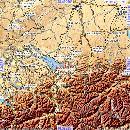 Topographic map of Hörbranz