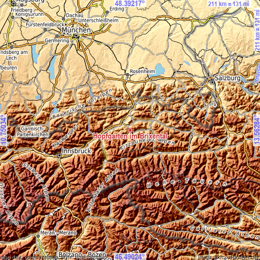 Topographic map of Hopfgarten im Brixental