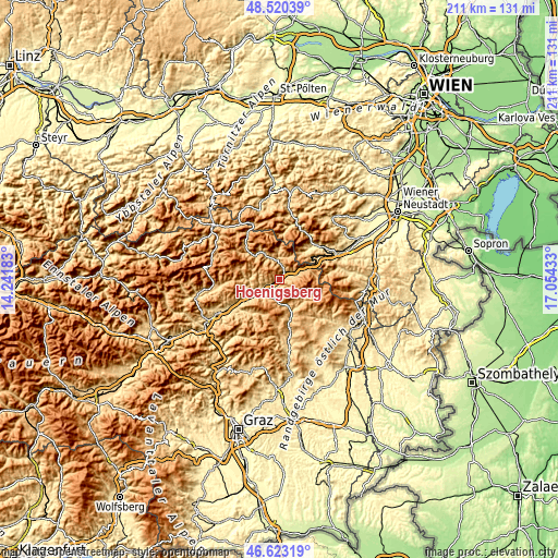 Topographic map of Hönigsberg