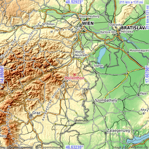 Topographic map of Hollenthon