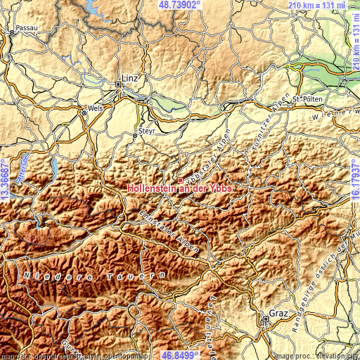 Topographic map of Hollenstein an der Ybbs