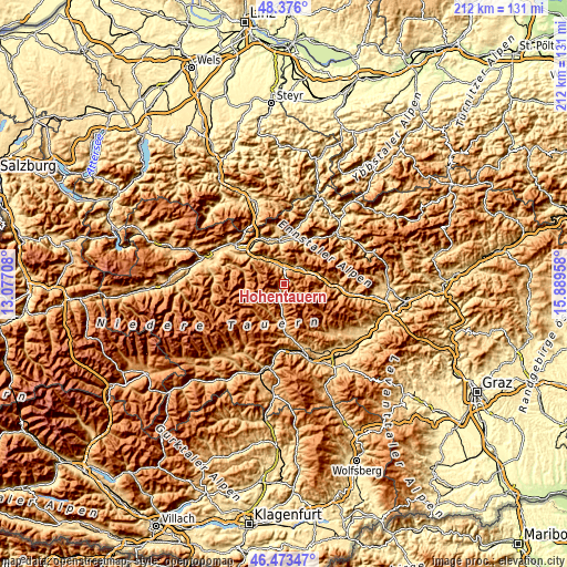 Topographic map of Hohentauern