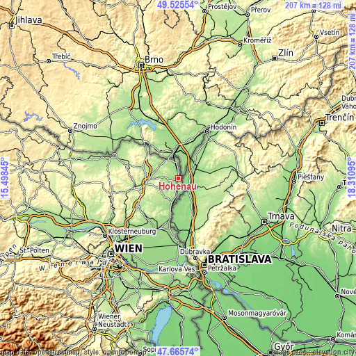 Topographic map of Hohenau