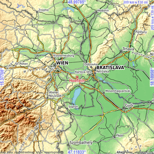 Topographic map of Höflein