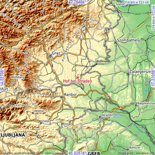 Topographic map of Hof bei Straden