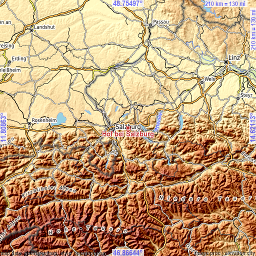 Topographic map of Hof bei Salzburg