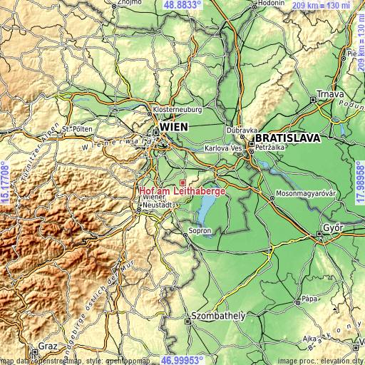 Topographic map of Hof am Leithaberge