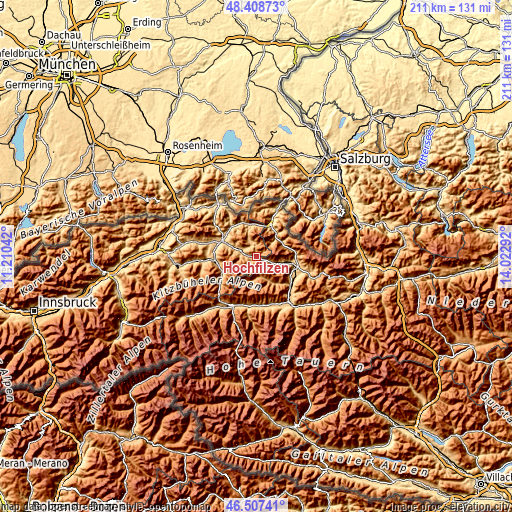 Topographic map of Hochfilzen