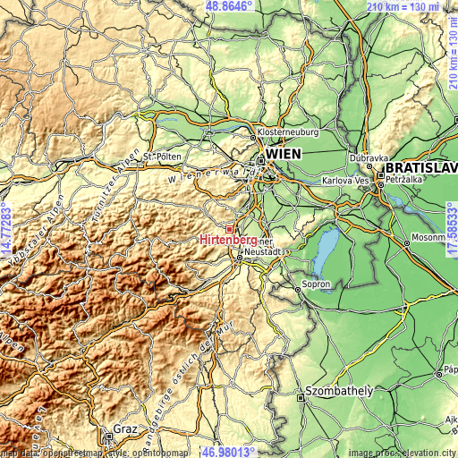 Topographic map of Hirtenberg