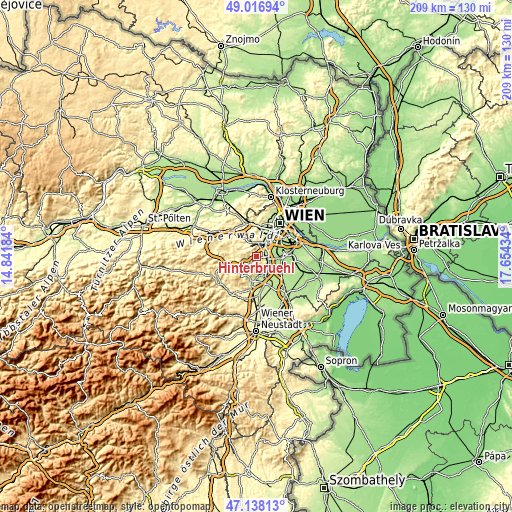Topographic map of Hinterbrühl