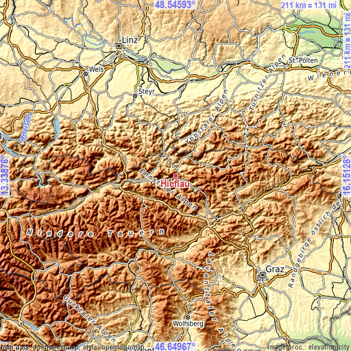 Topographic map of Hieflau