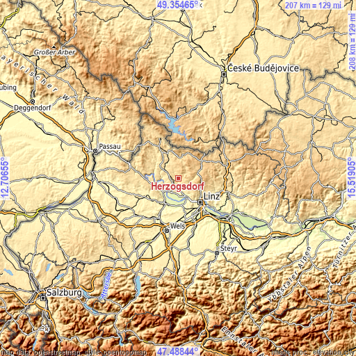 Topographic map of Herzogsdorf