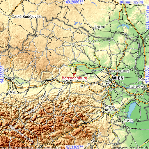 Topographic map of Herzogenburg