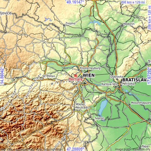 Topographic map of Hernals
