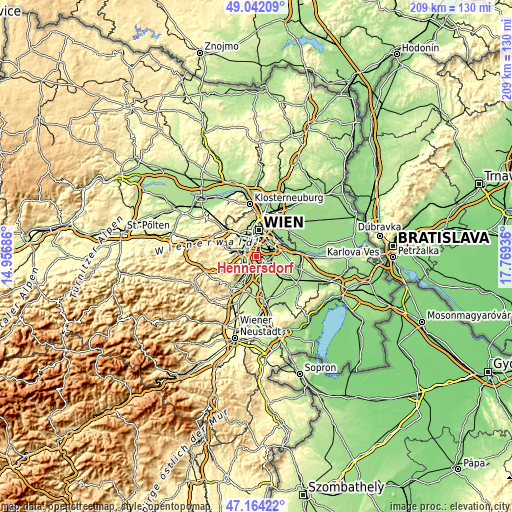 Topographic map of Hennersdorf