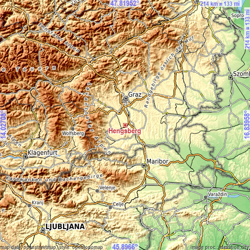 Topographic map of Hengsberg