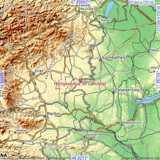 Topographic map of Heiligenkreuz im Lafnitztal