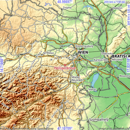 Topographic map of Heiligenkreuz