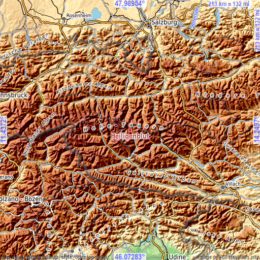 Topographic map of Heiligenblut