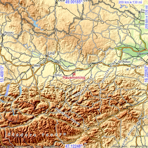 Topographic map of Hausmening
