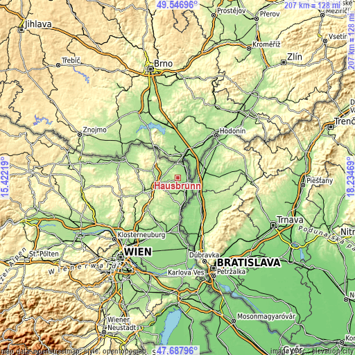 Topographic map of Hausbrunn