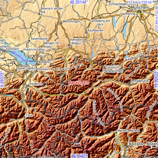 Topographic map of Häselgehr