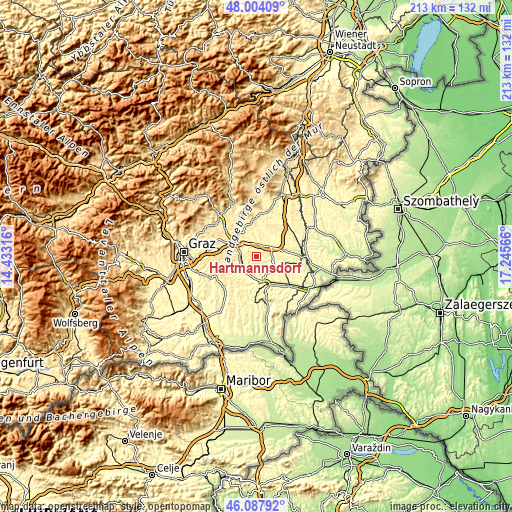 Topographic map of Hartmannsdorf