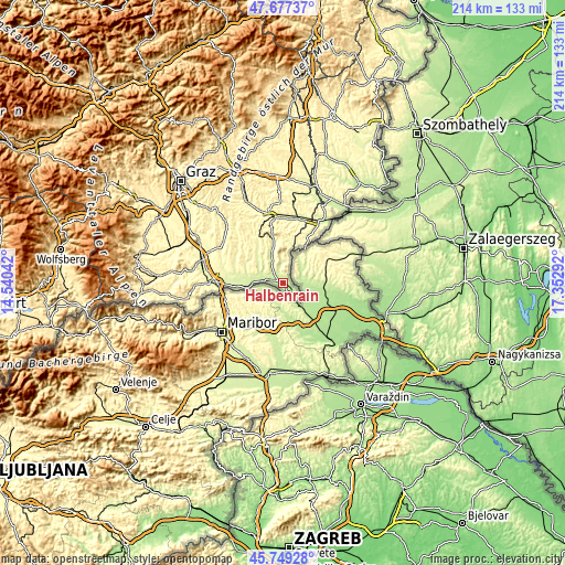 Topographic map of Halbenrain