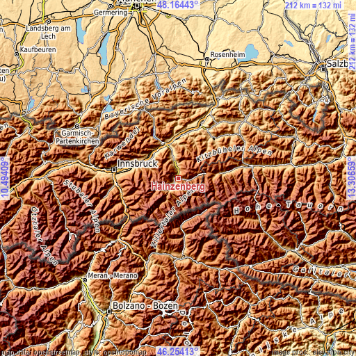 Topographic map of Hainzenberg