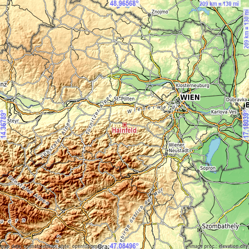 Topographic map of Hainfeld