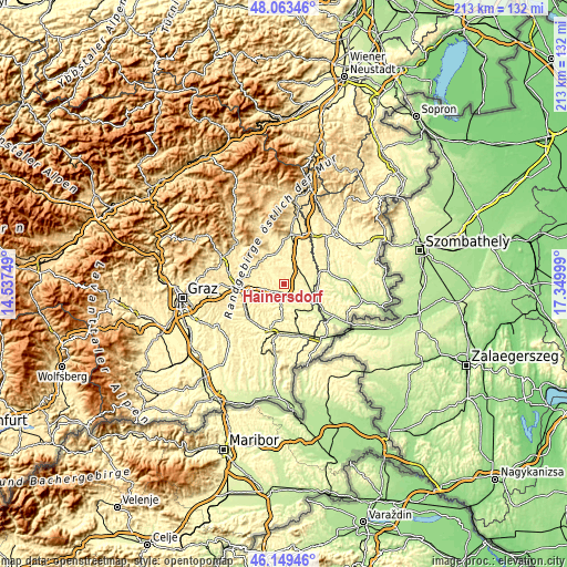 Topographic map of Hainersdorf