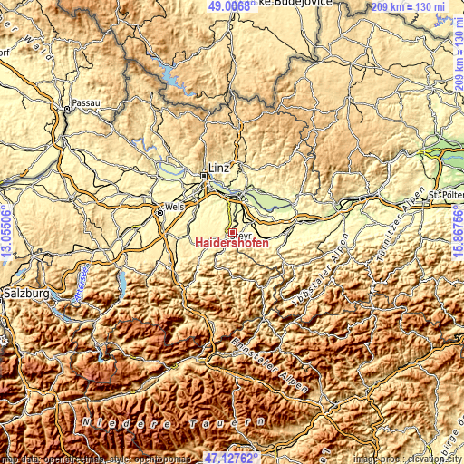 Topographic map of Haidershofen