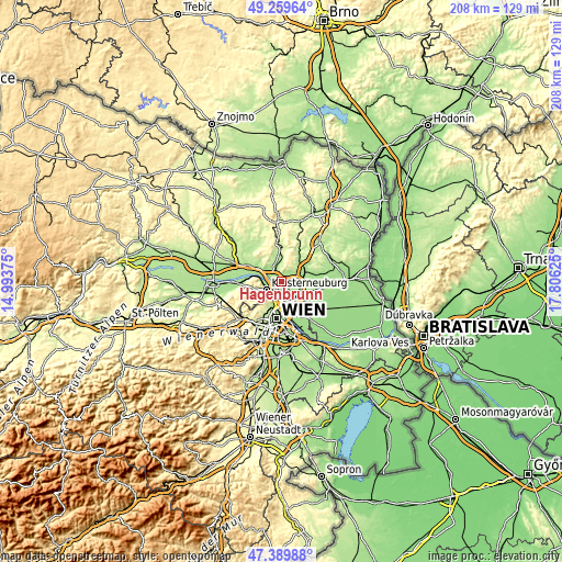 Topographic map of Hagenbrunn
