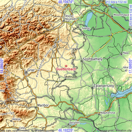 Topographic map of Güttenbach