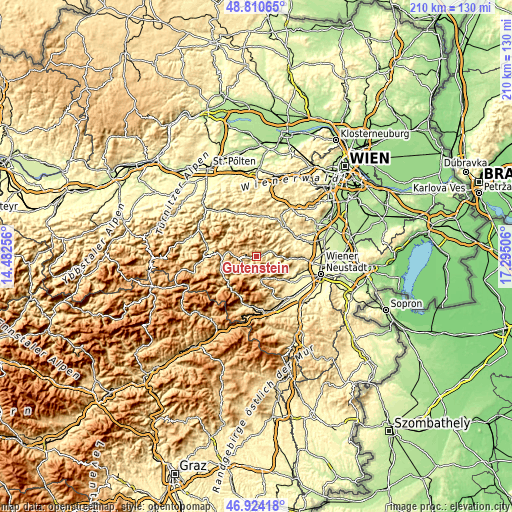 Topographic map of Gutenstein