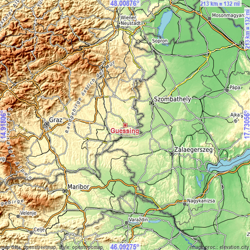 Topographic map of Güssing