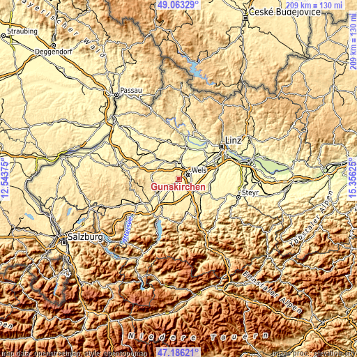 Topographic map of Gunskirchen
