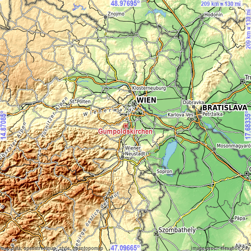 Topographic map of Gumpoldskirchen