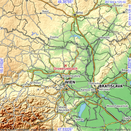 Topographic map of Großrußbach