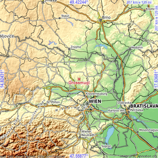 Topographic map of Großmugl