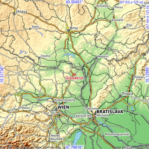 Topographic map of Großkrut