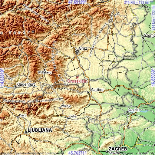 Topographic map of Großklein