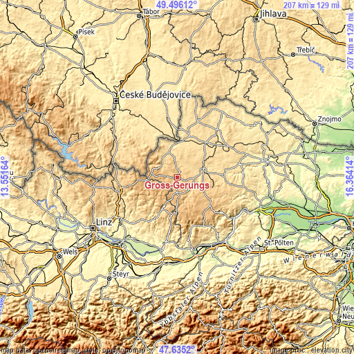 Topographic map of Groß-Gerungs