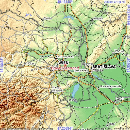 Topographic map of Groß-Enzersdorf
